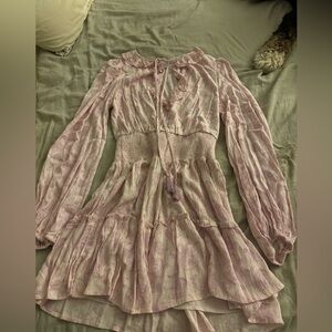 House of Harlow purple lilac paisley bunch waist mini dress